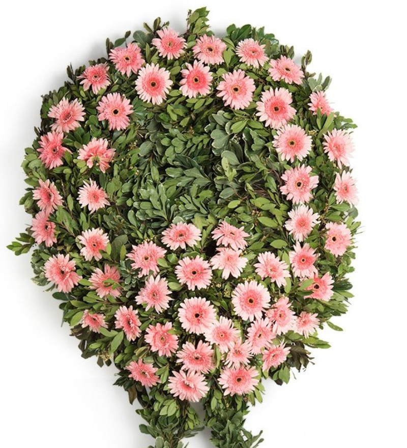 Şık Pembe Gerberalar Tek Katlı Çelenk