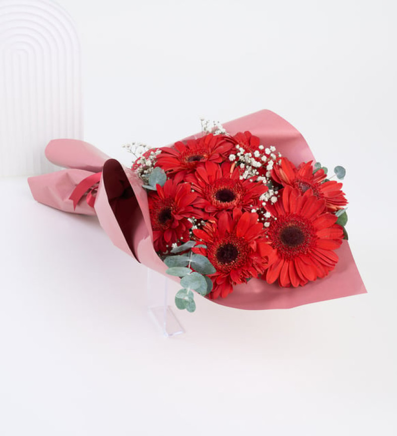 Premium Kırmızı Gerbera Çiçek Buketi